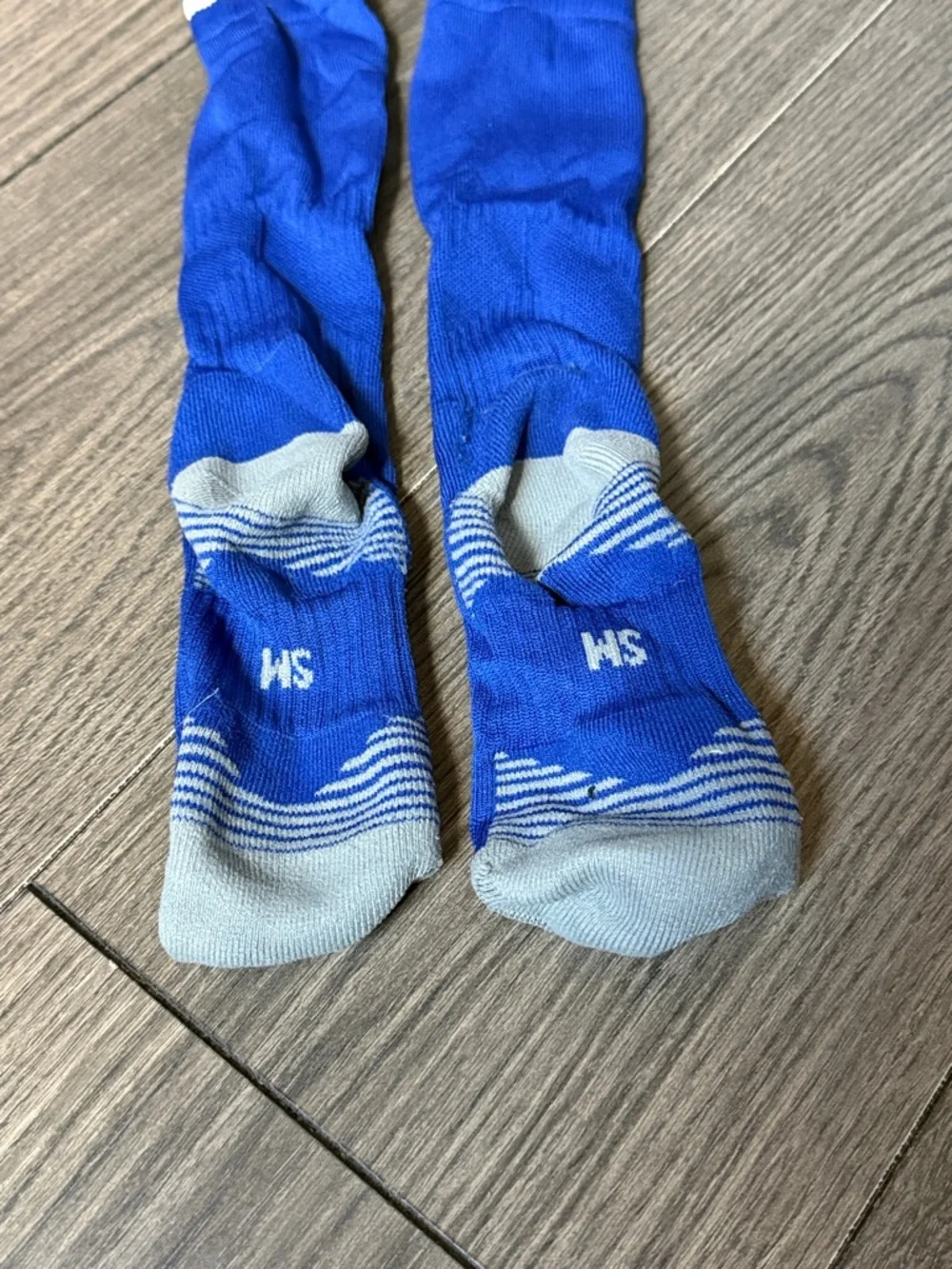 adidas Blue Athletic Kids Soccer Socks with White Stripes